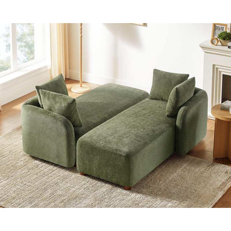 Chaise longue moderne rembourrée (ensemble de 2), Vert