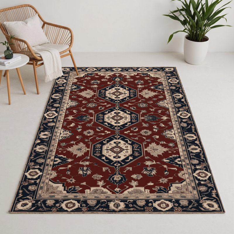 Tapis d'intérieur et d'extérieur noir Persian, Rectangle 5 pi x 7 pi