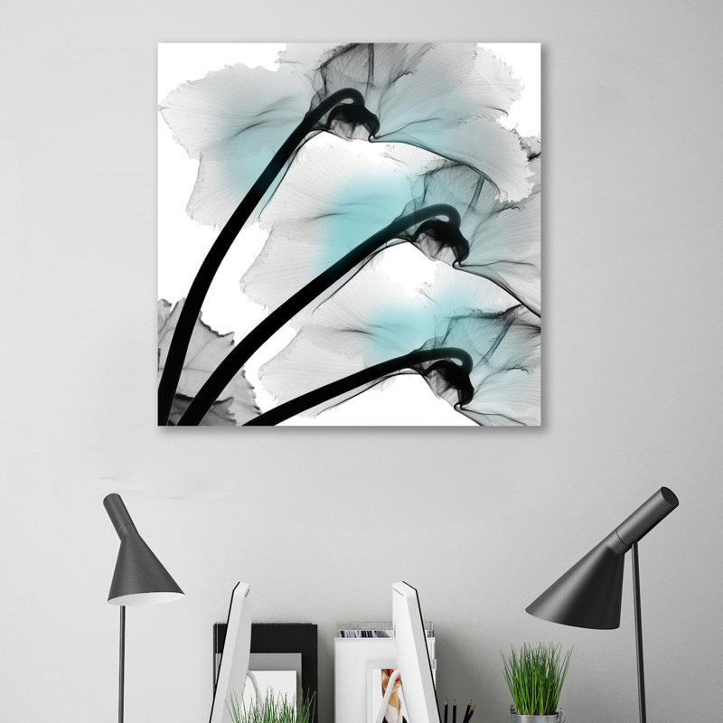 «Teal Luster Cyclamen», reproduction d'impression sur toile tendue, H 12 po x l 12 po