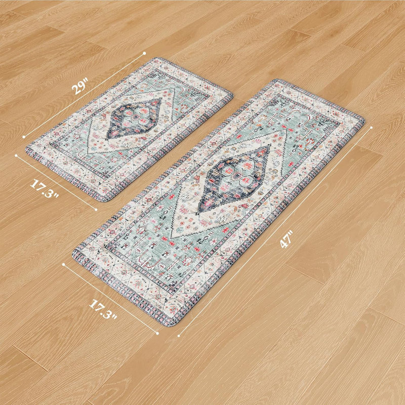 Tapis de cuisine rembourrÃ©s, antidÃ©rapants et impermÃ©ables, lot de 2, Bleu