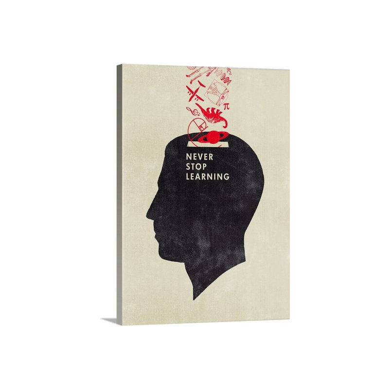 Annelyn «Never Stop Apprendre», impression de Hannes Beer, H 24 po x l 17 po x P 1,5 po, Toile