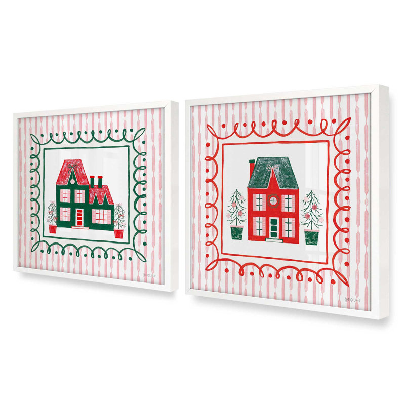 Ensemble de 2 impressions Evergreen Holiday Home, 12 po x 12 po, Blanc opaque