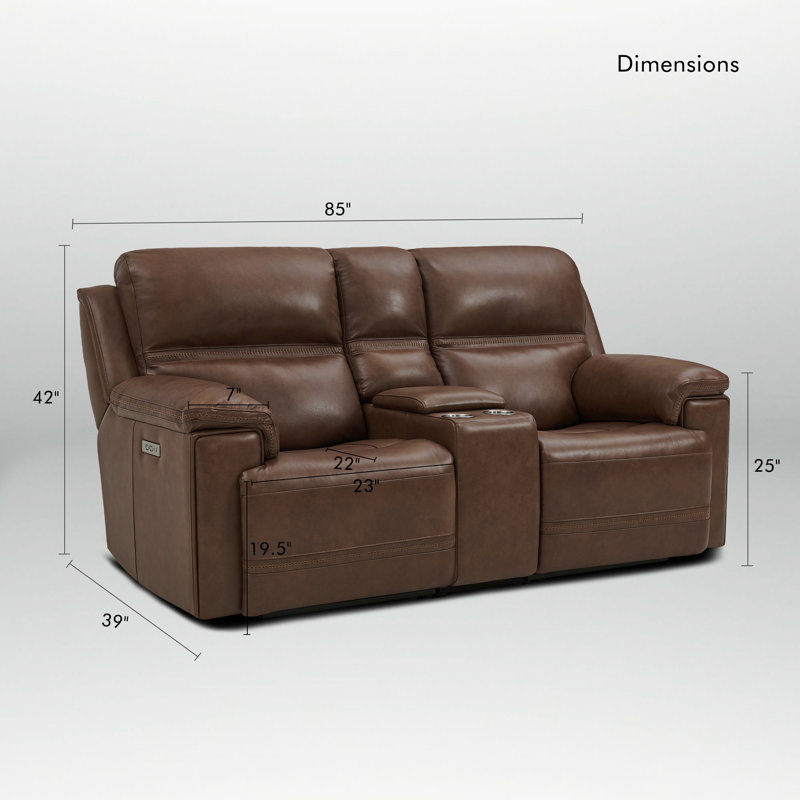 Canapé deux places inclinable électrique moderne en cuir avec position zéro gravité, port USB intégré et console