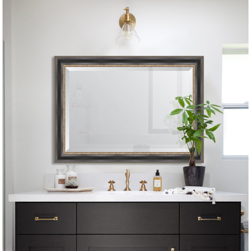 Miroir mural en relief noir avec éclat, H 42,25 po x l 30,25 po