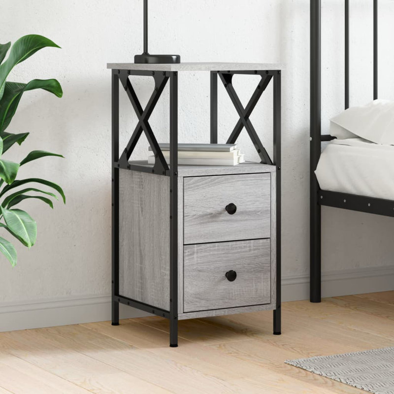 Herendeen 34cm W Iron Bedside Table, Grey Sonoma, Individual
