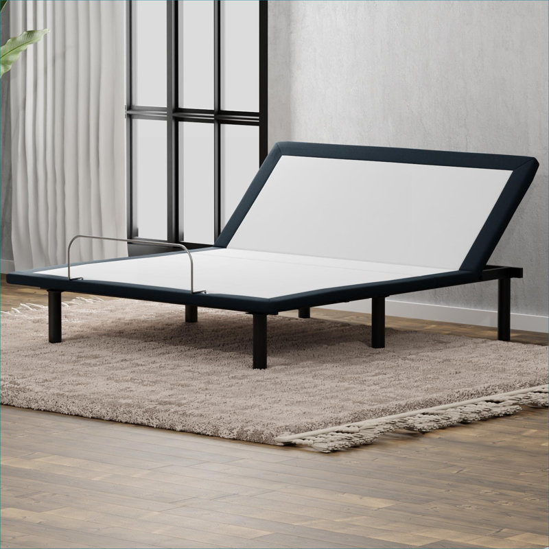 Base de lit plateforme grand format pour chambre à coucher, fabrication en métal gris doux avec fonction de réglage de la tête