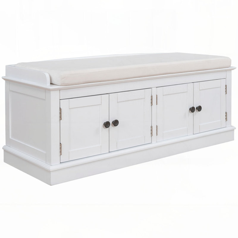 Banc de rangement rembourré, Blanc