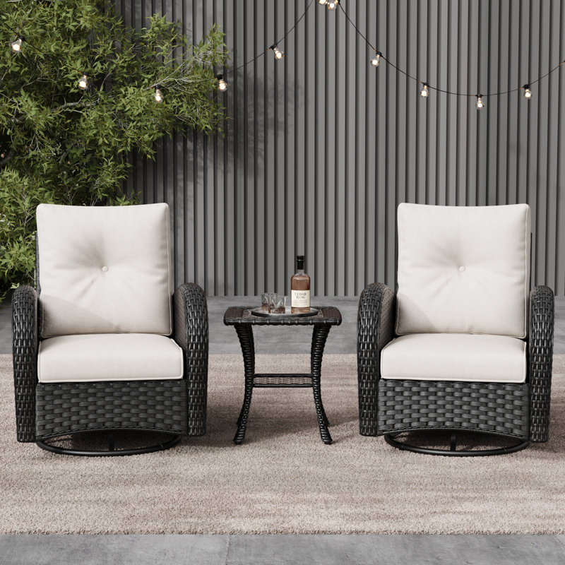 Metal Outdoor Glider, Beige, Black