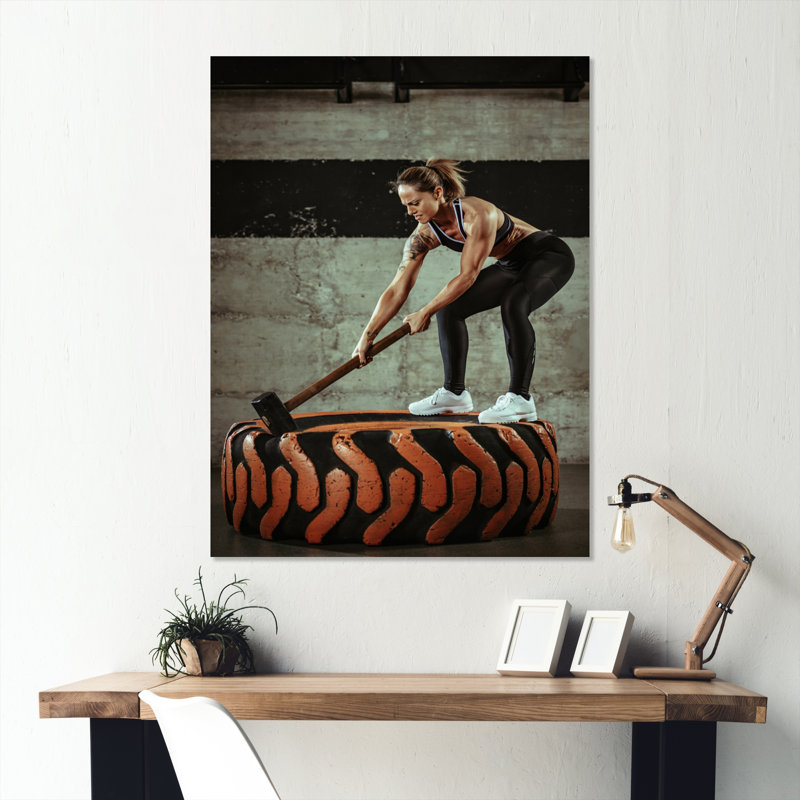 Haltérophile Gym femme - Art mural en métal haltérophile, H 20 po x l 12 po x P 1 po