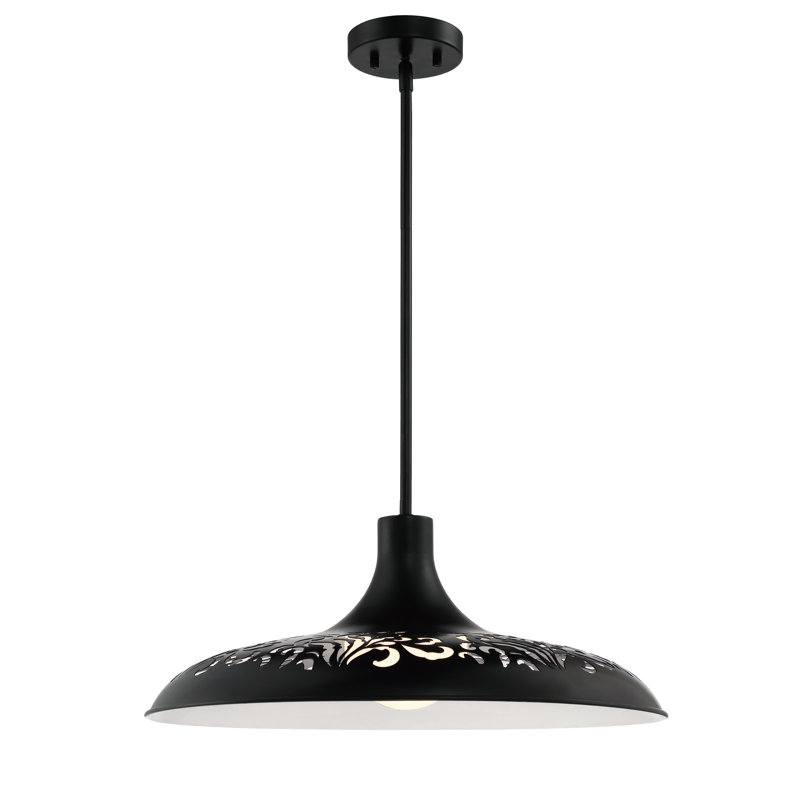 Luminaire suspendu en dome à 1 lumière, Noir