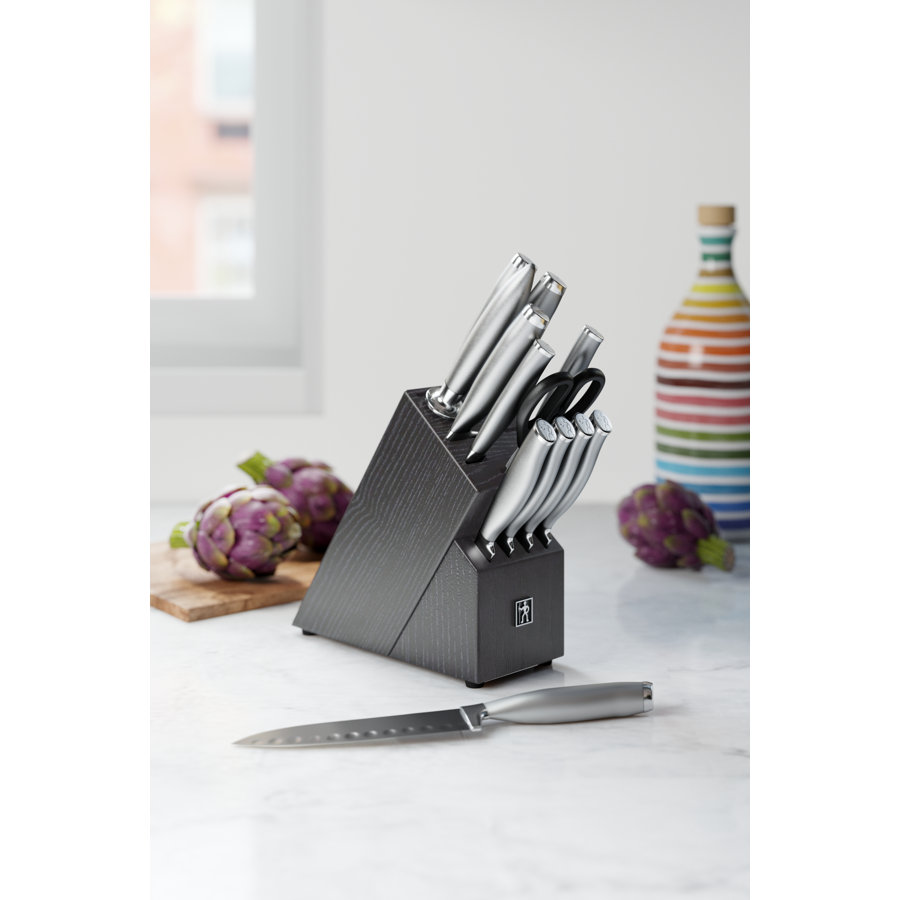 HENCKELS Modernist 13-Piece Knife Set with Block, Chef Knife, Paring Knife, Steak Knife, Black, Stainless Steel