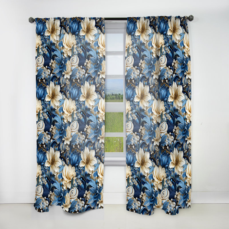 Motif cachemire Zen Tranquility Paisley III - Rideau floral obscurcissant - 1 panneau, L 52 po x L 120 po