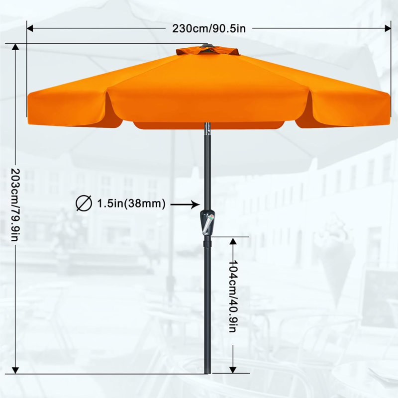 Carmilla 230cm Tilt Market Parasol, Orange
