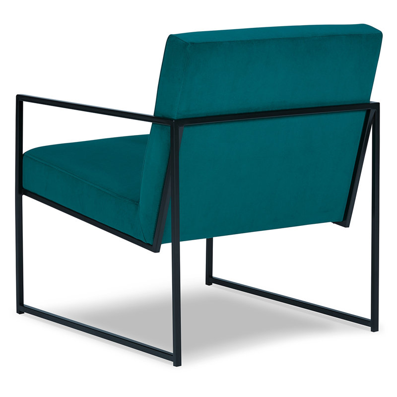 Teal Velvet and Black Metal Contemporary Accent Chair