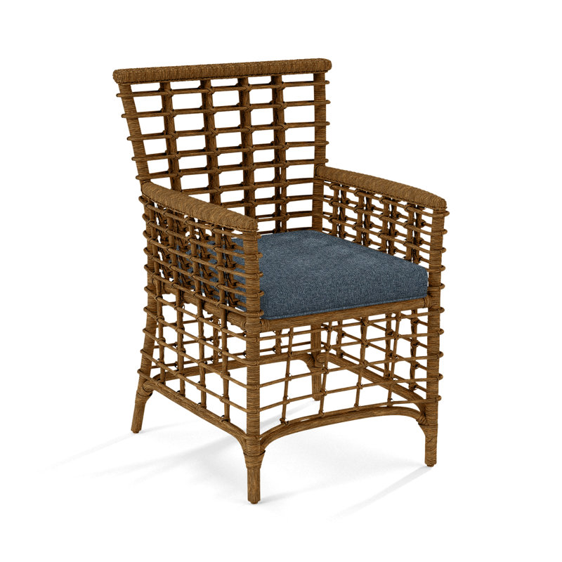 Bridgehampton Arm Chair, Beige/Gray Plaid, Havana