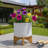 Stoneware Ceramic Planter with Stand - Textured Decorative Plant Pot with Bamboo Base - Modern Indoor/Outdoor Raised Planter-1387441930