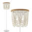 Lampe sur pied avec perles en bois et corde de lin attachée à la main - Lampe sur pied rustique 3 lumières pour chambre à coucher, salon, chambre de bébé - Compatible avec ampoule E12