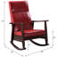 Chaise berçante rouge en similicuir avec structure et rembourrage de soutien brun foncé