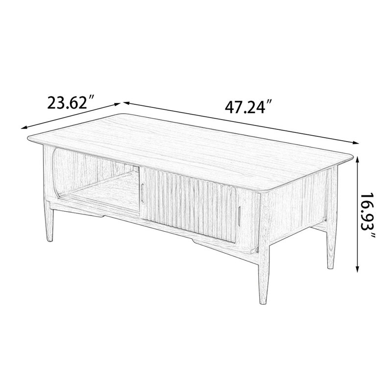 47.24" Nut-brown Solid Wood Rectangular Coffee Table