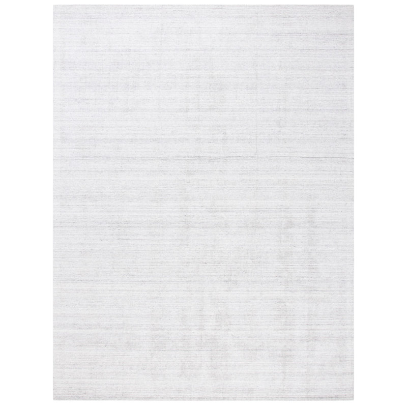 Tapis gris clair en laine / coton / laine tissé à la main Abbie-Lei, Rectangle 8 pi x 10 pi