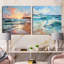 Coastal Harmony Panorama - Ensemble de 2 collages carrés océaniques-1712734559-1712734553