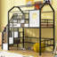 Lit mezzanine en métal avec toit et boîte de rangement