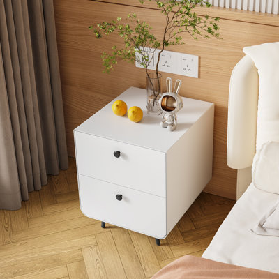 Table de chevet moderne, armoire en acier, 2 tiroirs, poignée circulaire