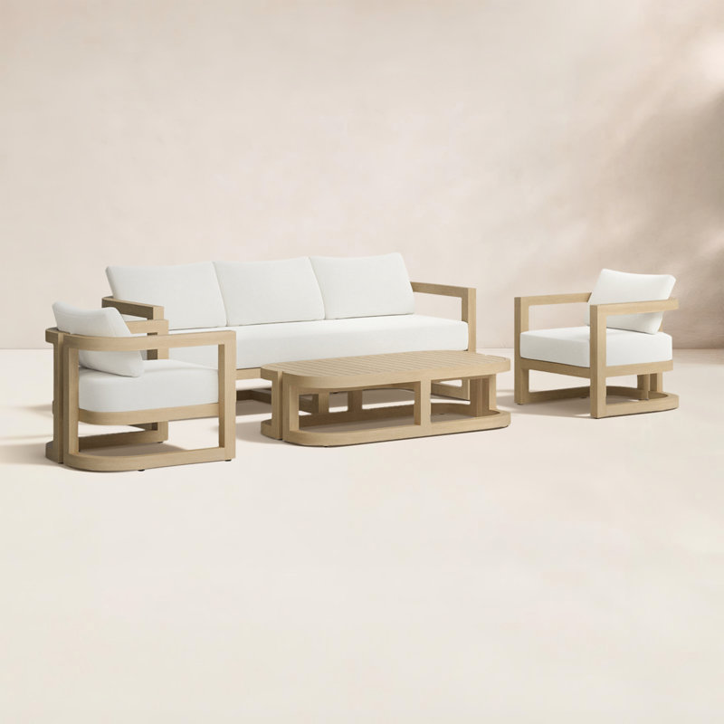 Emory Solid Acacia Wood Weather Resistant Sofa Seating Group (Set of 4)