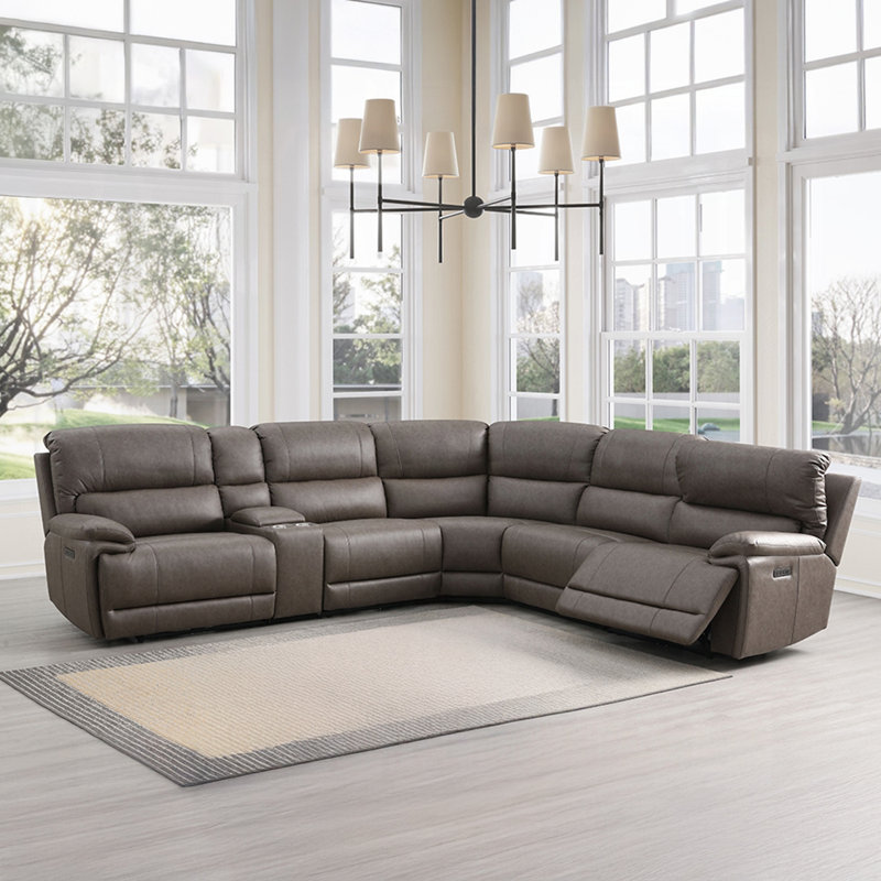 Canapé modulaire rembourré en cuir synthétique avec 2 porte-gobelets
