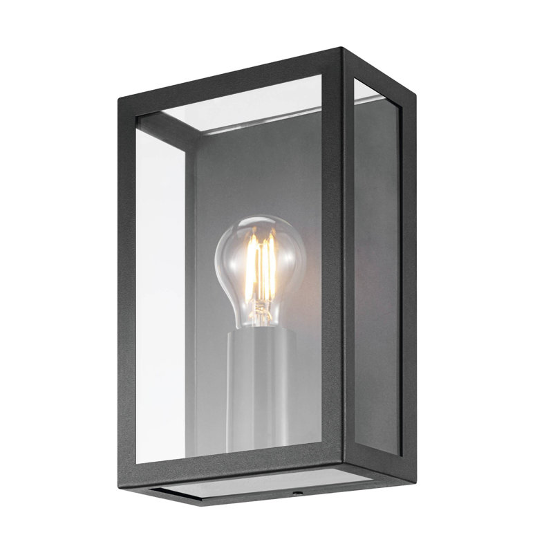 Ophelia Silver/Silver 26cm H Outdoor Wall Lantern, Black/Black