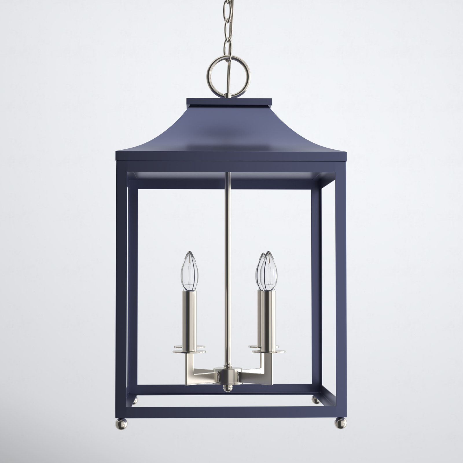 Douro 4 - Light Dimmable Lantern Chandelier, Navy Blue, 4