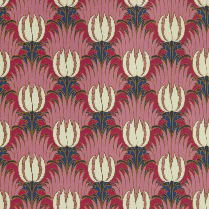 Tulip & Bird Wallpaper, Amaranth/Blush