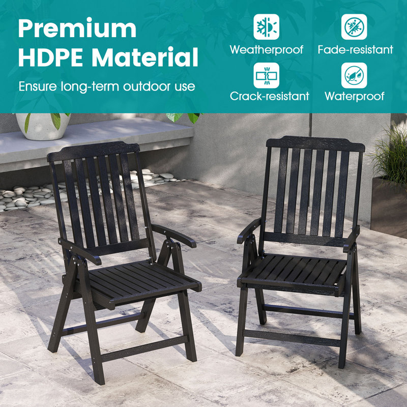 Foldable Outdoor Patio Dining Armchair, Black