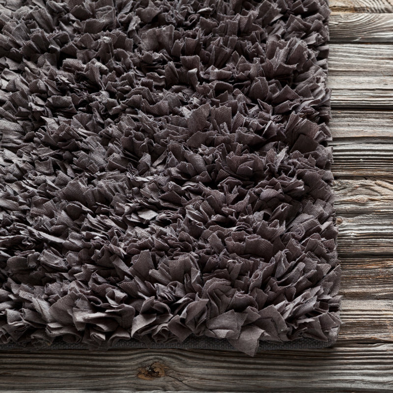 Tapis gris foncé en polyester tissé à la main Benitez Authentic, Rectangle 1 pi 8 po x 2 pi 6 po