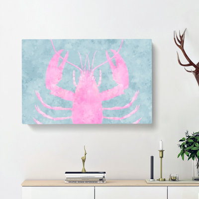 Pink & Duck Egg Blue Lobster Art - Wrapped Canvas Painting