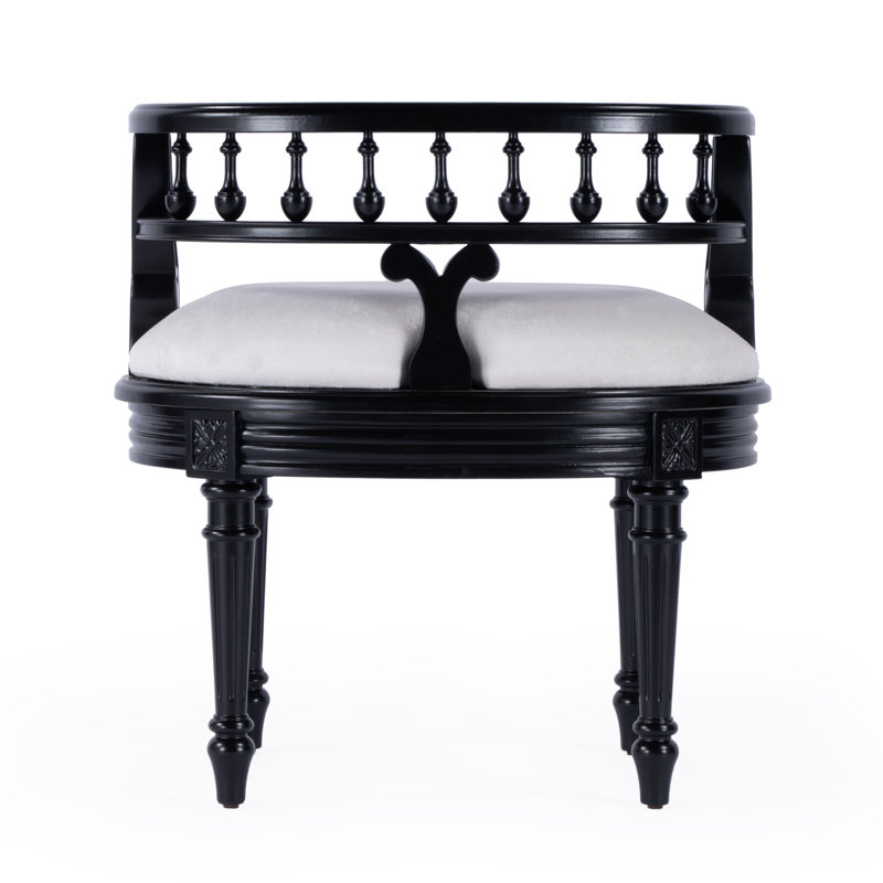 Jules Upholstered Vanity Stool, Black