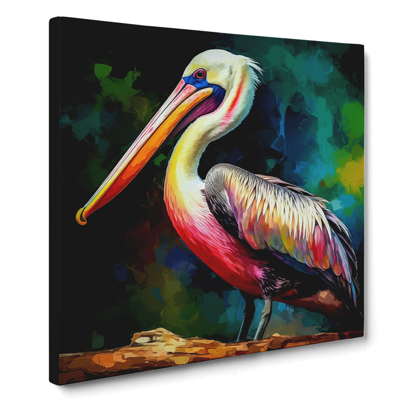 Pelican Fauvism - Wrapped Canvas - Framed Print