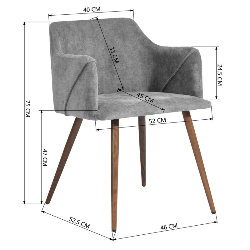Sofiya 47cm H Upholstered Armchair, Terry Grey, Brown