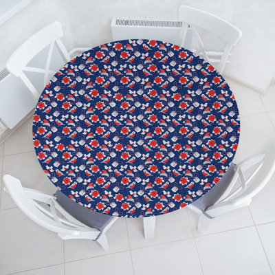 Ambesonne Christmas Fitted Round Tablecloth Vermilion White Dark Blue -  East Urban Home, 1BF0428707124B3CAD1EAB2EDD4C7D31