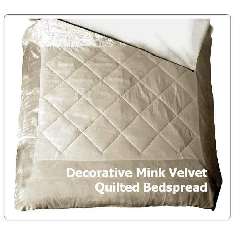 Nicolle Velvet Oxford Decorative Quilted Bedspread, Mink