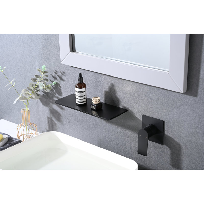 Robinet de lavabo de salle de bain mural à poignée simple, Noir mat