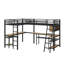 Lit mezzanine simple en forme de L avec DEL, stations de charge et 2 bureaux intégrés