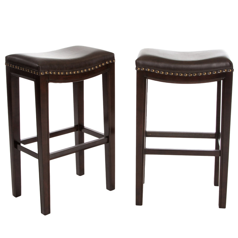 Paire de tabourets de bar Modern Home, paquet de 7,75 po de hauteur, similicuir, 2 tabourets en cuir reconstitué brun, design élégant, structure en bois