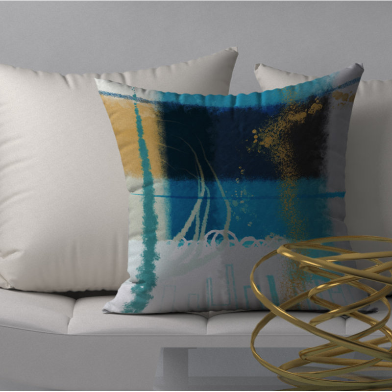 Abstract Throw Pillow, 18" H x 18" W