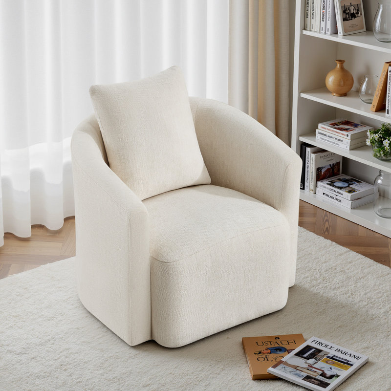 Fauteuil demi-tonneau pivotant à 360 ° Chenille, Beige