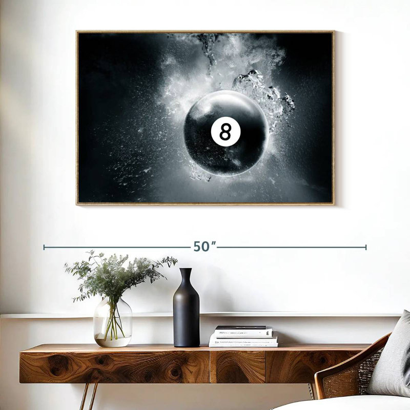 Goutte d'eau à huit boules, 40 po x 27 po, Cadre flottant en bois naturel