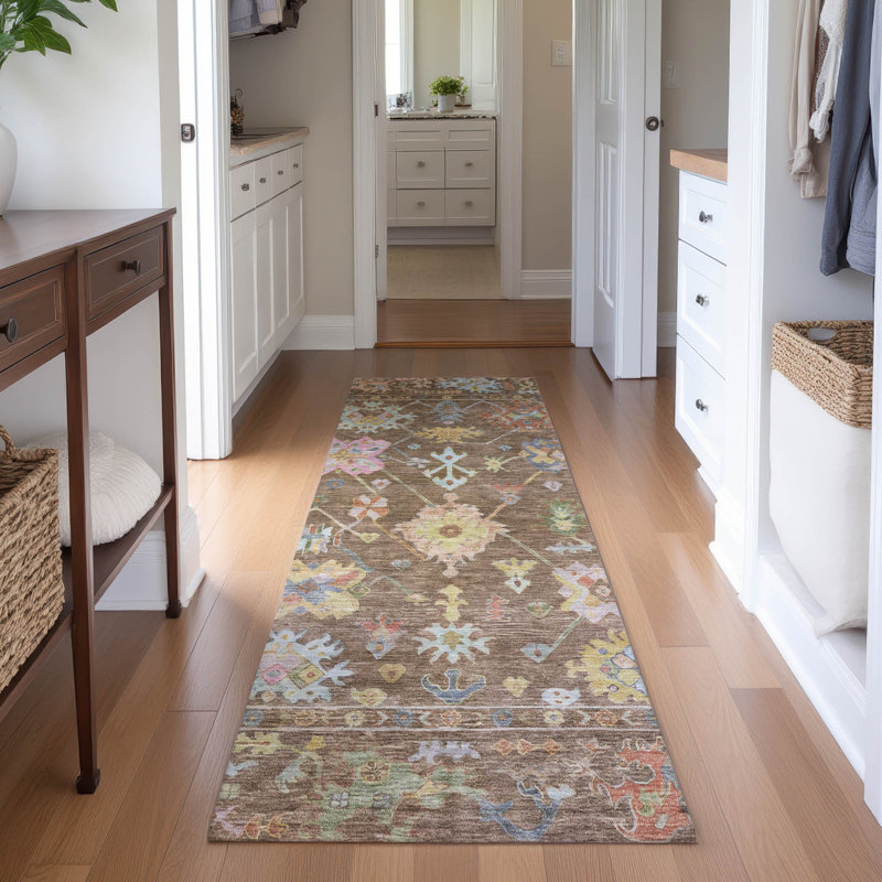 Tapis lavable à la machine de qualité supérieure Mayfield AMF2234, Brun, Tapis de couloir 2 pi 3 po x 7 pi 6 po
