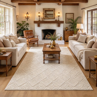 Geometric Textured Indoor Non Slip Washable Area Rug