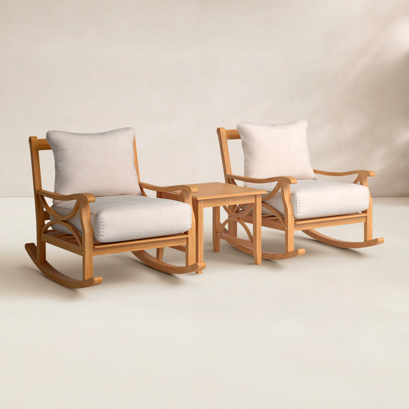 Brunswick Teak 2 - Person Patio Conversation Set with Cushions, Beige