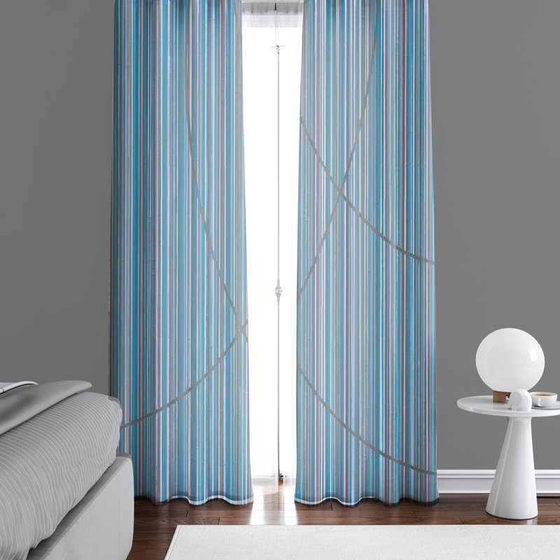 Paire de rideaux semi-transparents en polyester Savvas, L 56 po x H 78 po